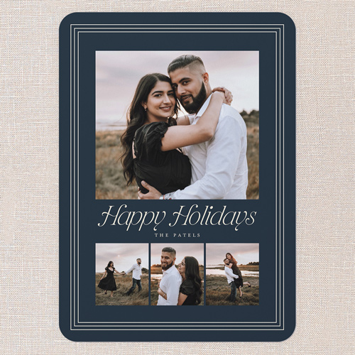 Refined Borders Holiday Card, Blue, 5x7 Flat, Holiday, Standard Smooth Cardstock, Rounded, Cobalt