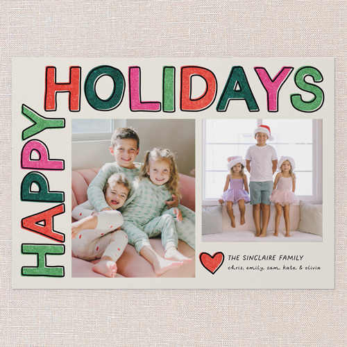 Color Pop Wishes Holiday Card, Grey, 5x7 Flat, Holiday, 100% Recycled Cardstock , Square, Whisper Gray