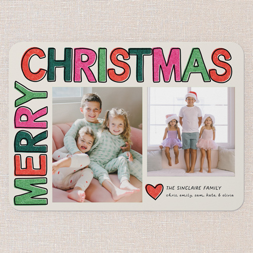 Color Pop Wishes Holiday Card, Grey, 5x7 Flat, Christmas, Standard Smooth Cardstock, Rounded, Whisper Gray