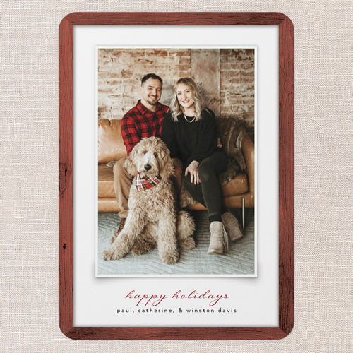 Warm Border Holiday Card, Red, 5x7 Flat, Holiday, Pearl Shimmer Cardstock, Rounded, Radish