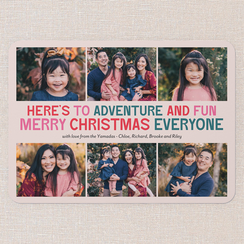 Festive Adventure Holiday Card, Pink, 5x7 Flat, Christmas, Standard Smooth Cardstock, Rounded, Ballet