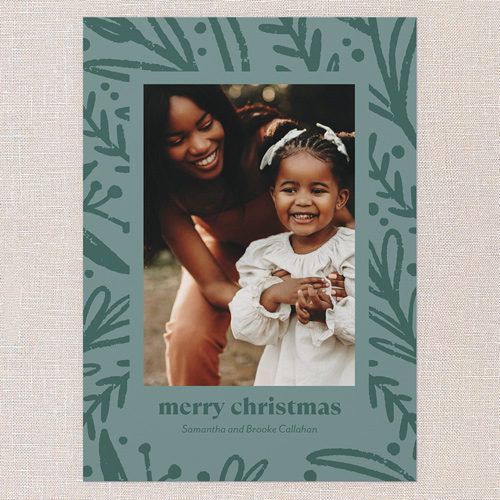 Tranquil Greenery Holiday Card, Green, 5x7 Flat, Christmas, Pearl Shimmer Cardstock, Square, Mantis