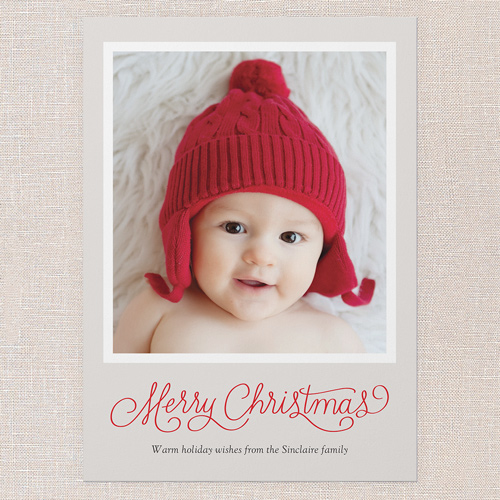 Minted Wishes Holiday Card, Grey, 5x7 Flat, Christmas, Pearl Shimmer Cardstock, Square, Whisper Gray