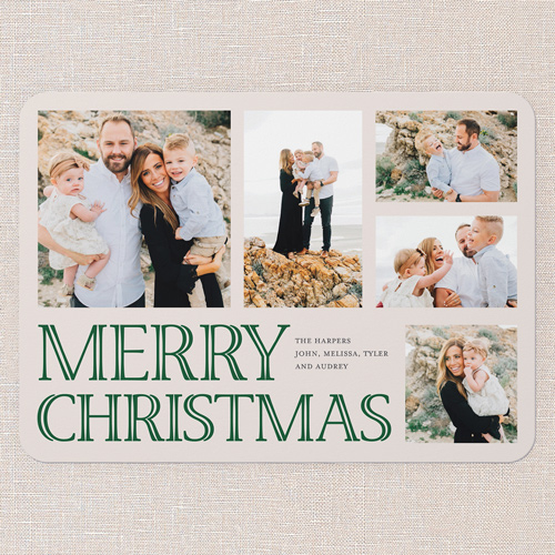 Grand Statement Holiday Card, Green, 5x7 Flat, Christmas, Matte, Signature Smooth Cardstock, Rounded, Tree