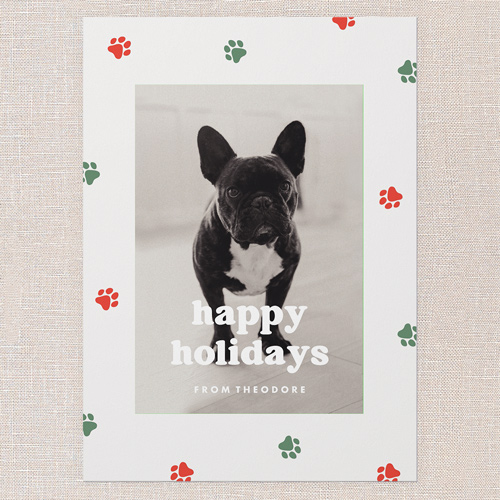 Pawprint Wishes Holiday Card, White, 5x7 Flat, Holiday, Matte, Signature Smooth Cardstock, Square, White