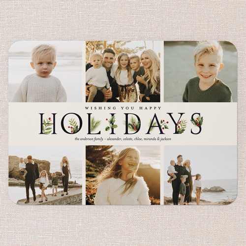 Nature Inspired Holiday Card, Beige, 5x7 Flat, Holiday, Standard Smooth Cardstock, Rounded, Pearl