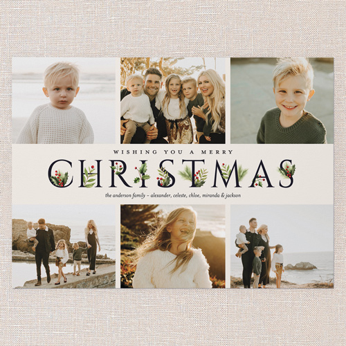 Nature Inspired Holiday Card, Beige, 5x7 Flat, Christmas, Matte, Signature Smooth Cardstock, Square, Pearl