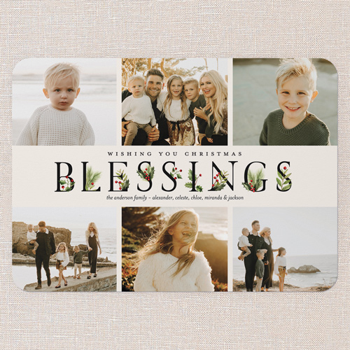 Nature Inspired Holiday Card, Beige, 5x7 Flat, Religious, 100% Recycled Cardstock , Rounded, Pearl