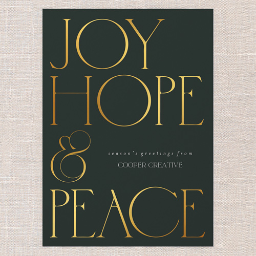 Luxe Sentiment Holiday Card, Green, 5x7 Flat, Holiday, Matte, Signature Smooth Cardstock, Square, Pine Grove