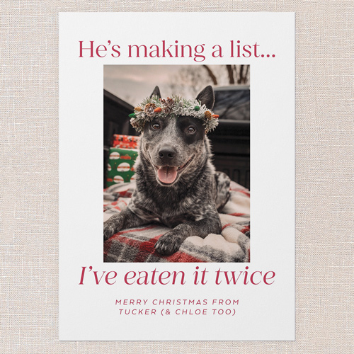 Naughty List Humor Holiday Card, White, 5x7 Flat, Christmas, Pearl Shimmer Cardstock, Square, White