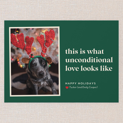 Unconditional Joy Holiday Card, Green, 5x7 Flat, Holiday, Pearl Shimmer Cardstock, Square, Spruce Green