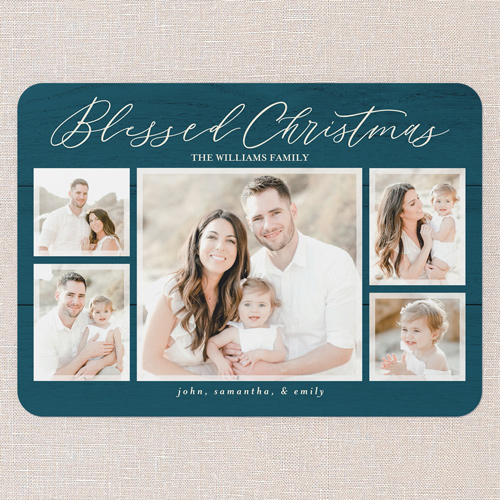 Rustic Harmony Holiday Card, Blue, 5x7 Flat, Religious, Pearl Shimmer Cardstock, Rounded, Cobalt