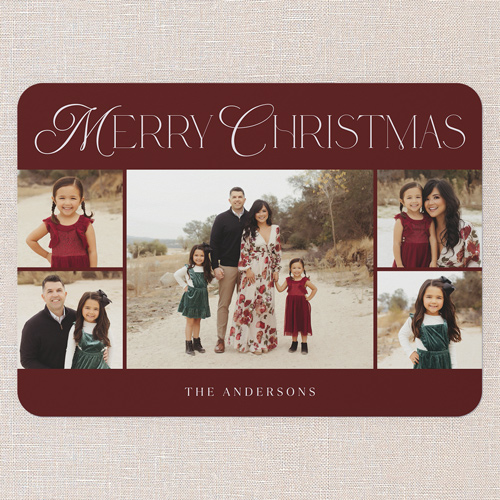 Serene Simplicity Holiday Card, Red, 5x7 Flat, Christmas, 100% Recycled Cardstock , Rounded, Red