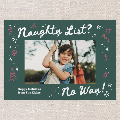 Naughty No Way Holiday Card, Blue, 5x7 Flat, Holiday, 100% Recycled Cardstock , Square, Lake