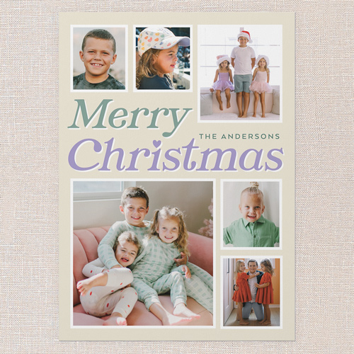 Festive Bow Frame Holiday Card, Purple, 5x7 Flat, Christmas, 100% Recycled Cardstock , Square, Lilac