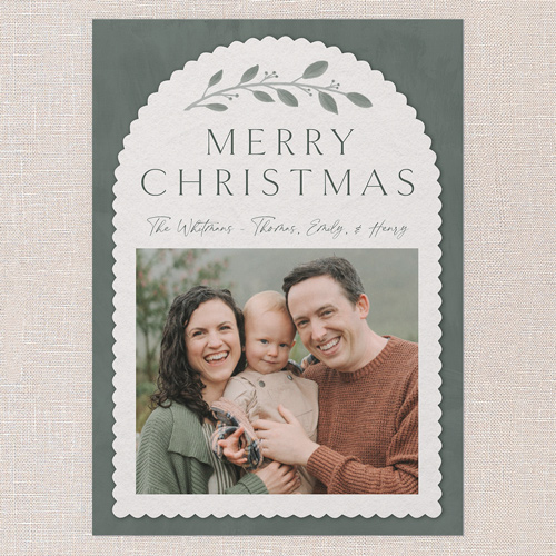 Scalloped Branches Holiday Card, Green, 5x7 Flat, Christmas, Standard Smooth Cardstock, Square, Green