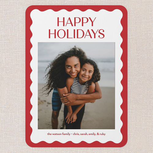 Red Wave Holiday Card, Red, 5x7 Flat, Holiday, Matte, Signature Smooth Cardstock, Rounded, Red