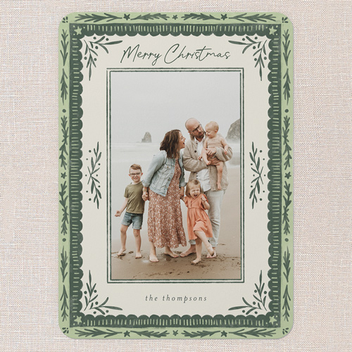 Woodland Blessings Holiday Card, Green, 5x7 Flat, Christmas, Matte, Signature Smooth Cardstock, Rounded, Tree