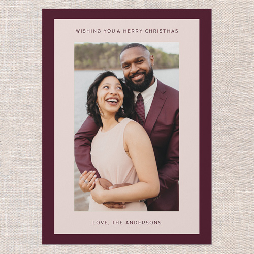 Modern Framed Holiday Card, Red, 5x7 Flat, Christmas, Pearl Shimmer Cardstock, Square, Velvet