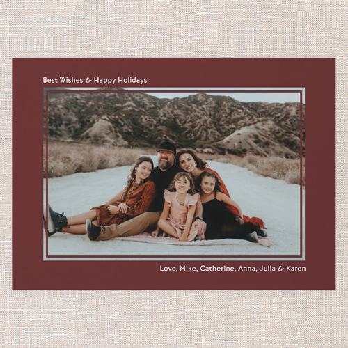 Inlay Borders Holiday Card, Red, 5x7 Flat, Christmas, 100% Recycled Cardstock , Square, Velvet