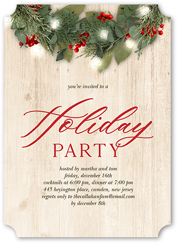 Holiday Party Accents Holiday Invitation, none, Beige, 5x7 Flat, Pearl Shimmer Cardstock, Ticket, White