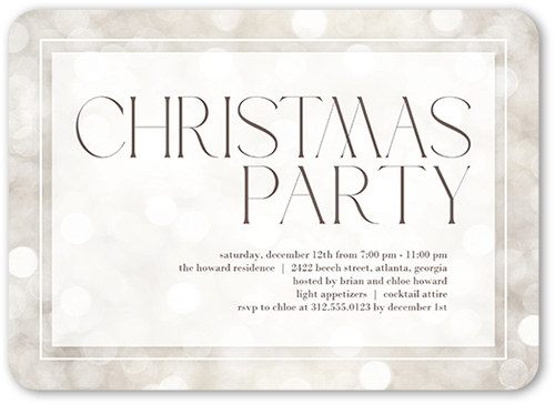 Bubbly Party Holiday Invitation, Beige, 5x7, Christmas, Standard Smooth Cardstock, Rounded