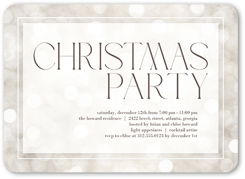 Bubbly Party Holiday Invitation, Beige, 5x7 Flat, Christmas, Standard Smooth Cardstock, Rounded