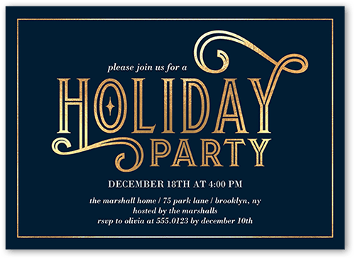 Deco Party Holiday Invitation, Yellow, 5x7 Flat, Holiday, Matte, Signature Smooth Cardstock, Square