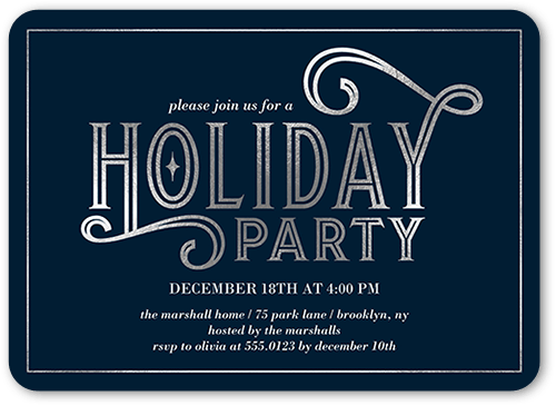 Deco Party Holiday Invitation, Grey, 5x7 Flat, Holiday, Matte, Signature Smooth Cardstock, Rounded