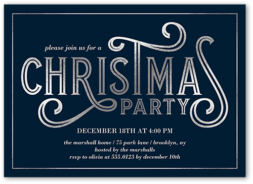 Deco Party Holiday Invitation, Grey, 5x7 Flat, Christmas, Standard Smooth Cardstock, Square