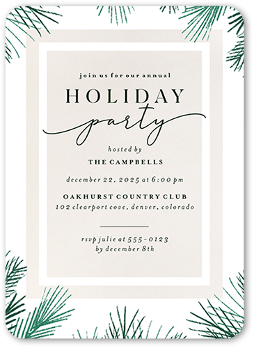 Pine Framing Holiday Invitation, White, 5x7 Flat, Holiday, Matte, Signature Smooth Cardstock, Rounded