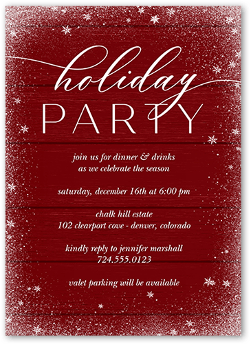 Snowy Winter Holiday Invitation, Red, 5x7 Flat, Holiday, Standard Smooth Cardstock, Square