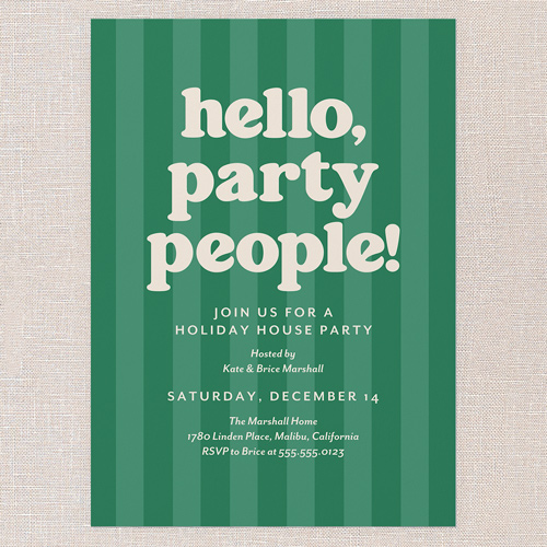 Festive Feature Holiday Invitation, Green, 5x7 Flat, Write Your Own Greeting, 100% Recycled Cardstock ?, Square