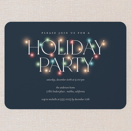 Luminous Gathering Holiday Invitation, Blue, 5x7 Flat, Holiday, 100% Recycled Cardstock , Rounded, Navy