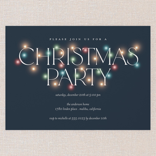 Luminous Gathering Holiday Invitation, Blue, 5x7 Flat, Christmas, Standard Smooth Cardstock, Square, Navy