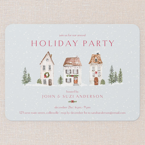 Village Gathering Holiday Invitation, Grey, 5x7 Flat, Holiday, Standard Smooth Cardstock, Rounded, Air