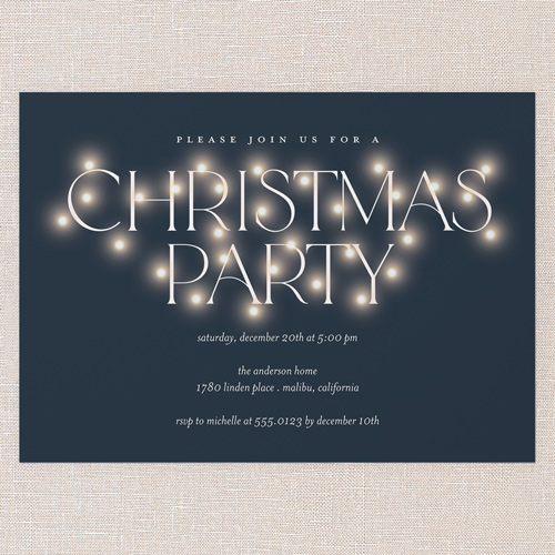Luminous Gathering Holiday Invitation, White, 5x7 Flat, Christmas, Pearl Shimmer Cardstock, Square, White