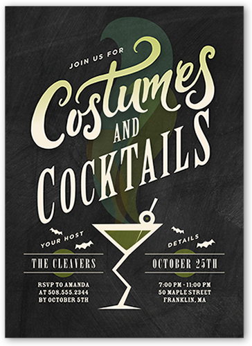 Haunted Cocktails Halloween Invitation, Grey, Pearl Shimmer Cardstock, Square