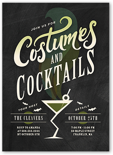 Haunted Cocktails Halloween Invitation, Grey, Luxe Double-Thick Cardstock, Square