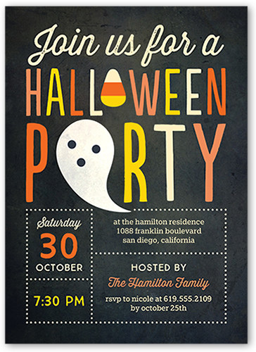 Spooky Party Halloween Invitation, Grey, Standard Smooth Cardstock, Square