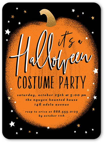 Pumpkin Party Halloween Invitation, Black, 5x7 Flat, Matte, Signature Smooth Cardstock, Rounded