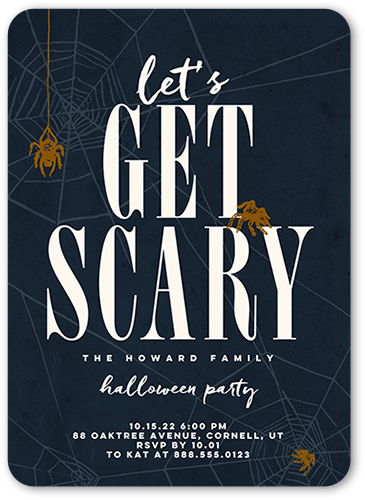 Lets Get Scary Halloween Invitation, Gray, 5x7, Standard Smooth Cardstock, Rounded
