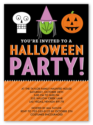Spooky Soiree Halloween Invitation, Black, Pearl Shimmer Cardstock, Square