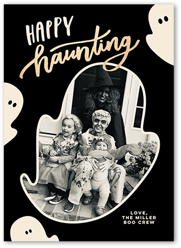 Happy Haunting Halloween Card, Black, 5x7 Flat, 100% Recycled Cardstock ?, Square