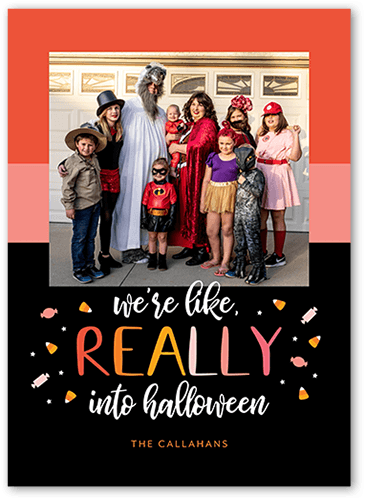 Really Into It Halloween Card, Pink, 5x7 Flat, Luxe Double-Thick Cardstock, Square, Hot Pink