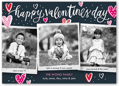 Charming Hearts Valentine's Card, Square Corners