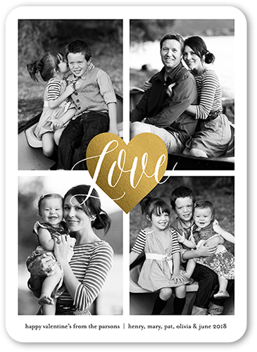 I Heart You Valentine's Card, Black, Matte, Signature Smooth Cardstock, Rounded