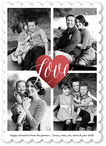 I Heart You Valentine's Card, Red, Matte, Signature Smooth Cardstock, Scallop