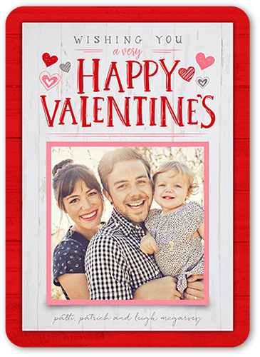 Wishing You Love Valentine's Card, Red, Standard Smooth Cardstock, Rounded
