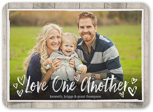 Woodgrain Affection Valentine's Card, Beige, Pearl Shimmer Cardstock, Rounded, Tan